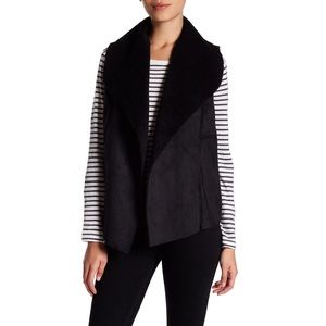 Susina Faux suede/faux shearling black vest size medium